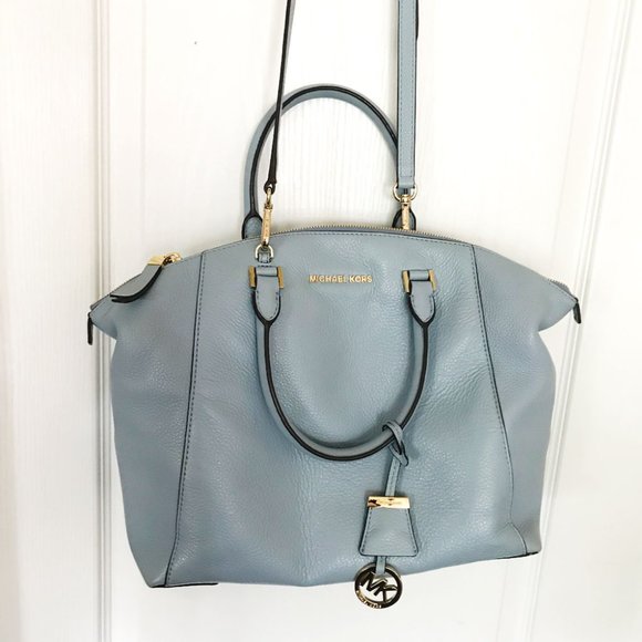 Michael Kors Leather Satchel Bag, Light Blue - Picture 2 of 6